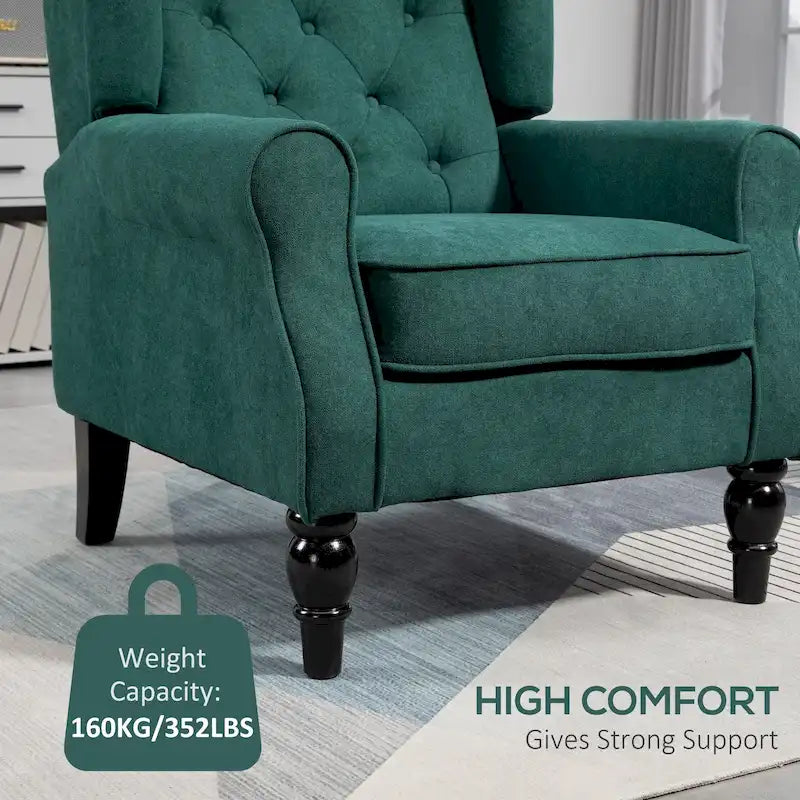 Fauteuil d'appoint capitonné avec pieds en bois
