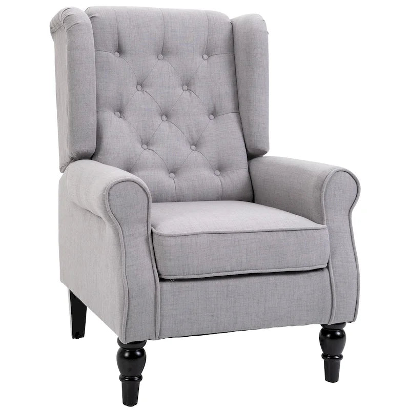 Fauteuil d'appoint capitonné avec pieds en bois