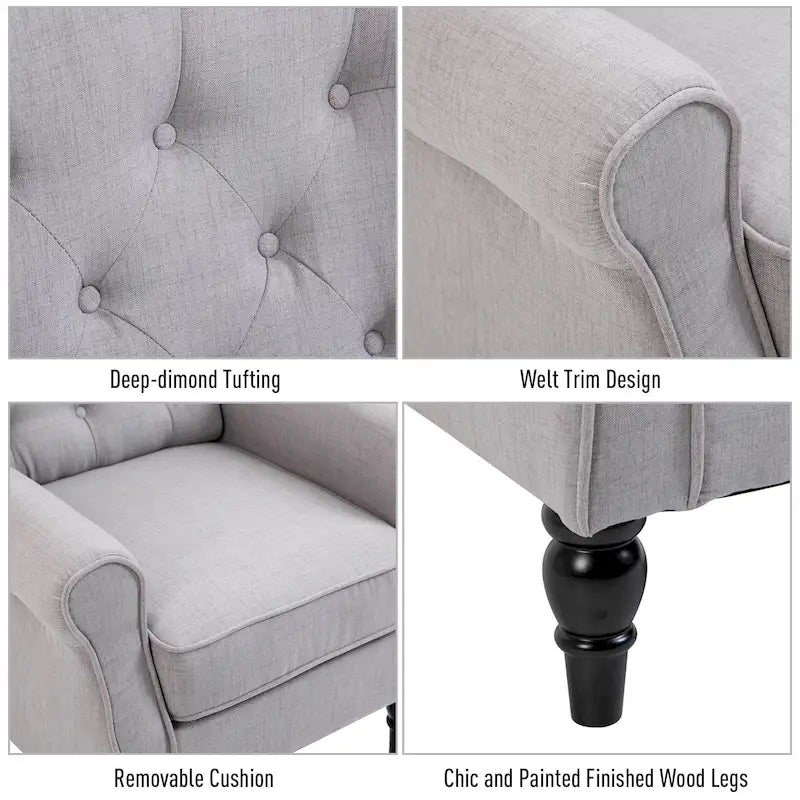 Fauteuil d'appoint capitonné avec pieds en bois