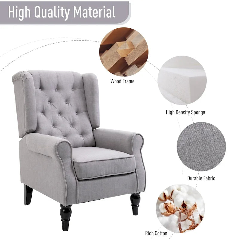 Fauteuil d'appoint capitonné avec pieds en bois