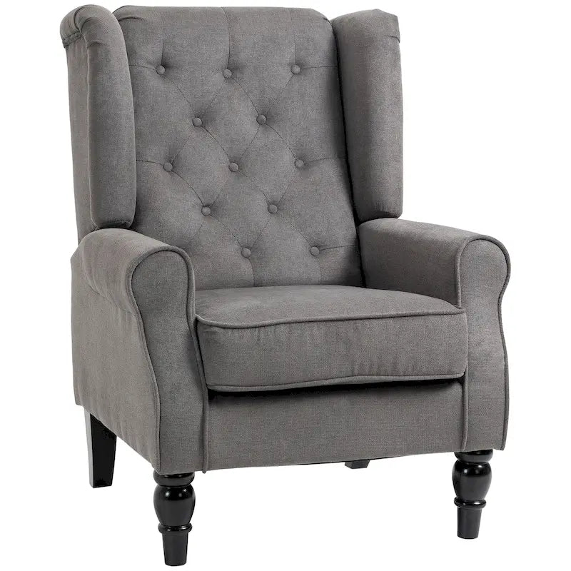 Fauteuil d'appoint capitonné avec pieds en bois