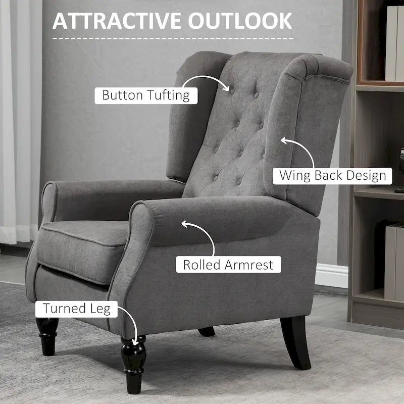 Fauteuil d'appoint capitonné avec pieds en bois