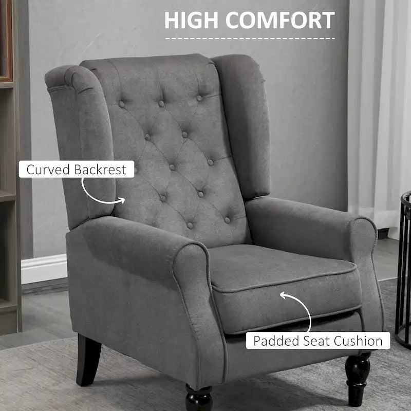 Fauteuil d'appoint capitonné avec pieds en bois