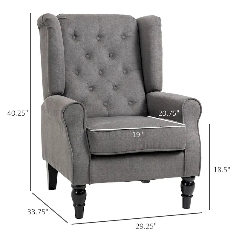 Fauteuil d'appoint capitonné avec pieds en bois