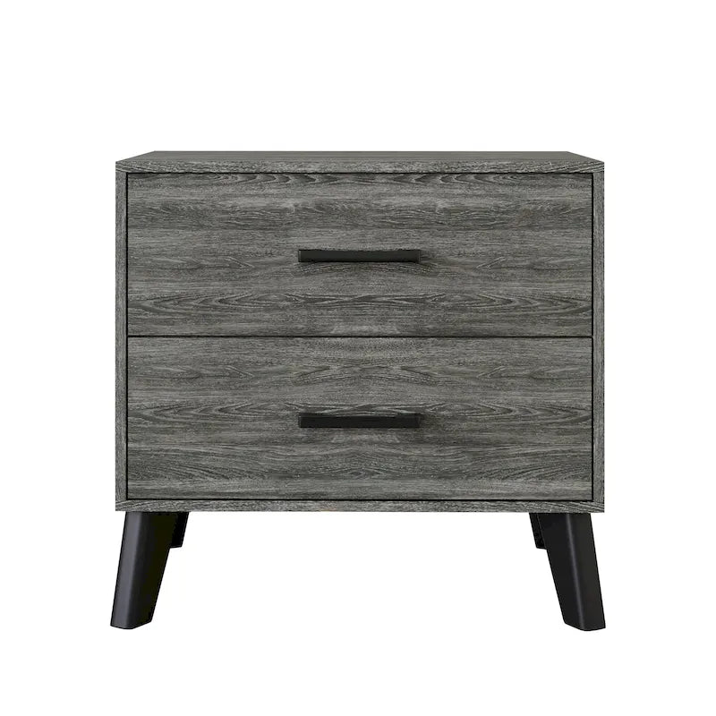 Table de chevet en bois de style classique à 2 tiroirs