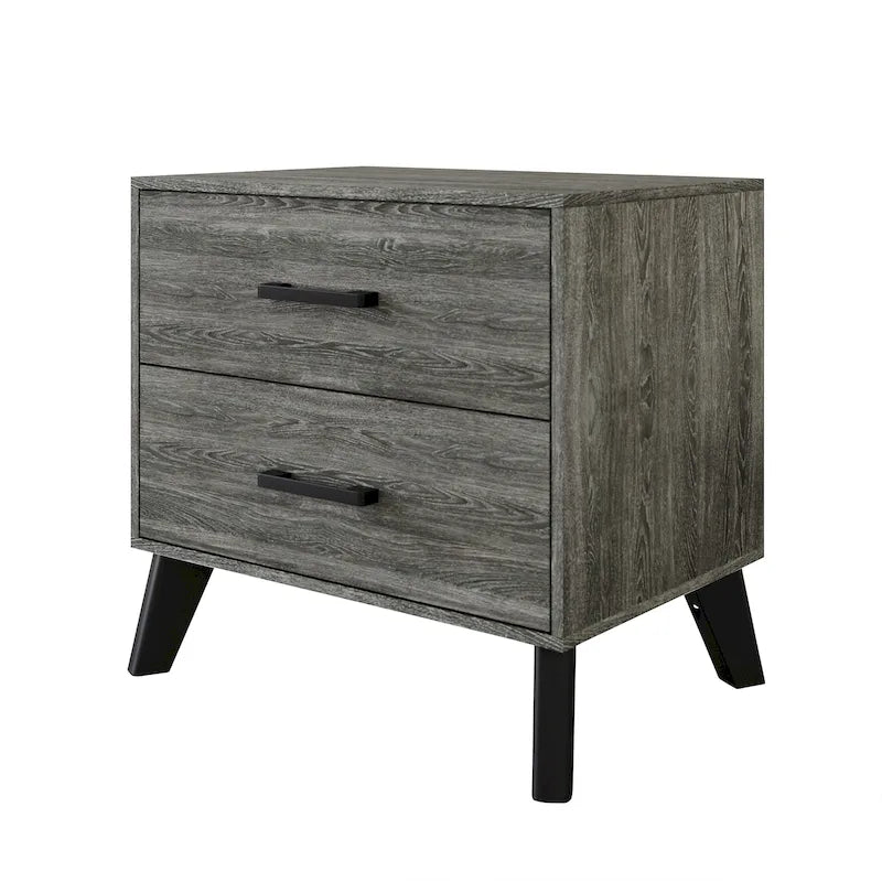 Table de chevet en bois de style classique à 2 tiroirs