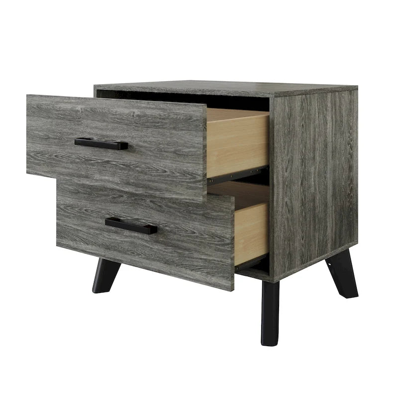 Table de chevet en bois de style classique à 2 tiroirs