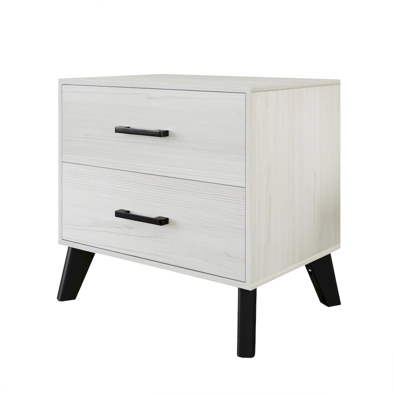 Table de chevet en bois de style classique à 2 tiroirs