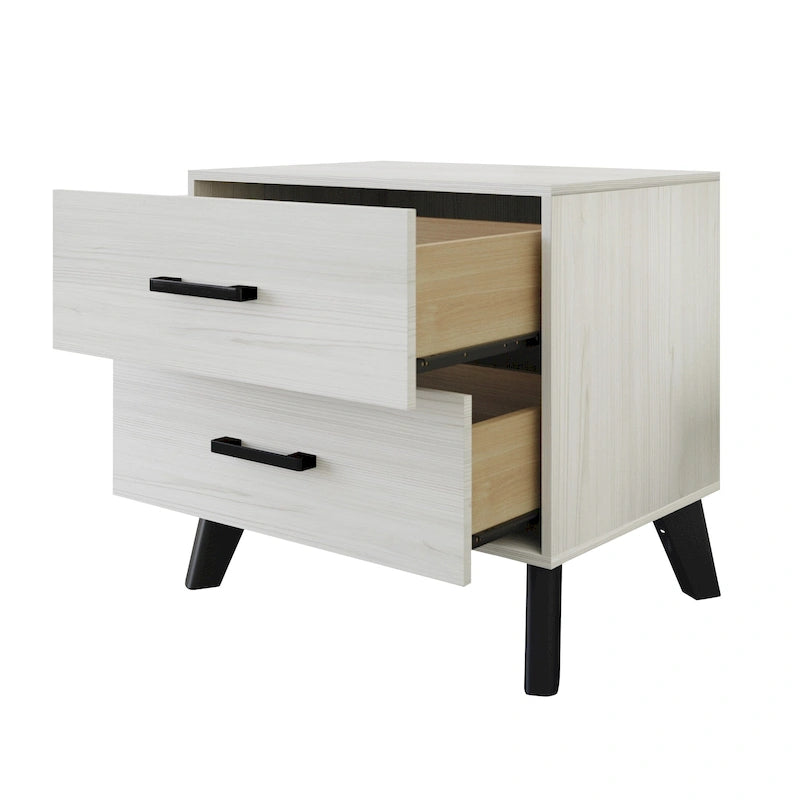 Table de chevet en bois de style classique à 2 tiroirs