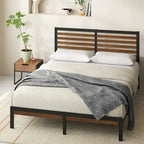 Priage by ZINUS Brown Bamboo and Metal Platform Bed Frame