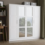 Armoire 4 portes en bois massif avec portes en bois massif ou portes miroir