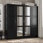 Armoire 4 portes en bois massif avec portes en bois massif ou portes miroir
