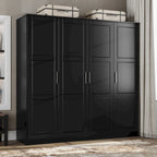 Armoire 4 portes en bois massif avec portes en bois massif ou portes miroir