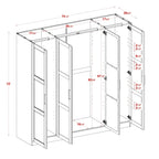 Armoire 4 portes en bois massif avec portes en bois massif ou portes miroir