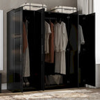 Armoire 4 portes en bois massif avec portes en bois massif ou portes miroir