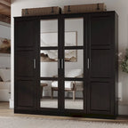 Armoire 4 portes en bois massif avec portes en bois massif ou portes miroir