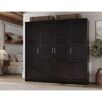 Armoire 4 portes en bois massif avec portes en bois massif ou portes miroir