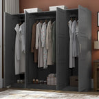 Armoire 4 portes en bois massif avec portes en bois massif ou portes miroir