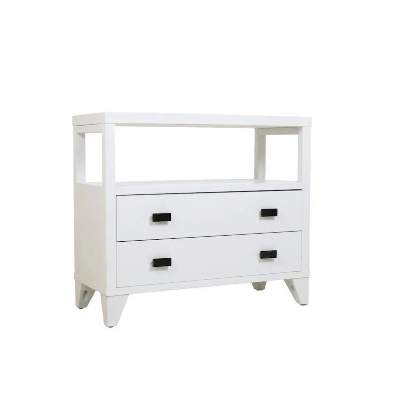 Table de chevet en bois fait main à 2 tiroirs avec étagère ouverte