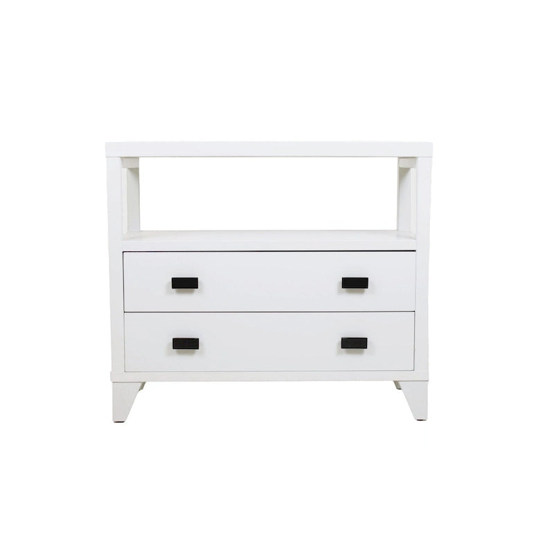 Table de chevet en bois fait main à 2 tiroirs avec étagère ouverte