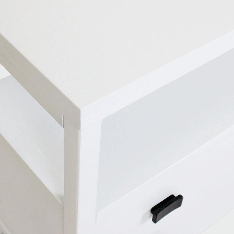 Table de chevet en bois fait main à 2 tiroirs avec étagère ouverte