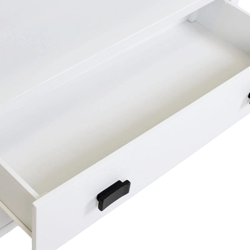 Table de chevet en bois fait main à 2 tiroirs avec étagère ouverte