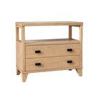 Table de chevet en bois fait main à 2 tiroirs avec étagère ouverte