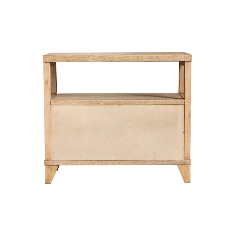 Table de chevet en bois fait main à 2 tiroirs avec étagère ouverte
