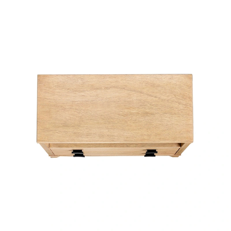Table de chevet en bois fait main à 2 tiroirs avec étagère ouverte