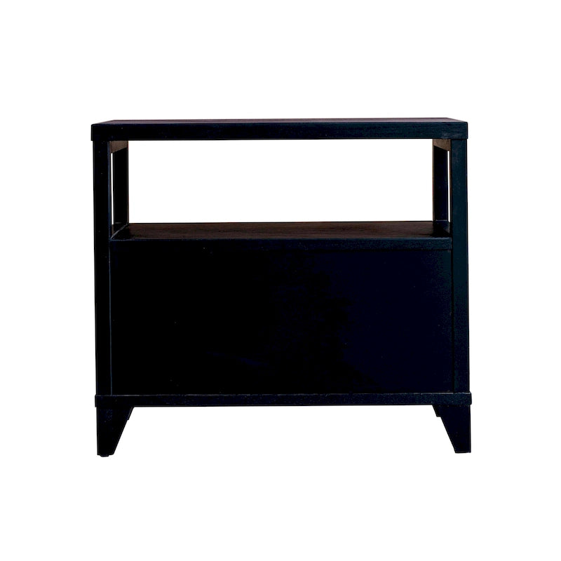 Table de chevet en bois fait main à 2 tiroirs avec étagère ouverte