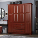 Armoire 4 portes familiale 100 % en bois massif avec poignées en métal ou en bois