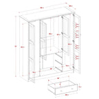 Armoire 4 portes familiale 100 % en bois massif avec poignées en métal ou en bois