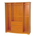 Armoire 4 portes familiale 100 % en bois massif avec poignées en métal ou en bois