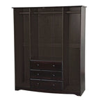 Armoire 4 portes familiale 100 % en bois massif avec poignées en métal ou en bois