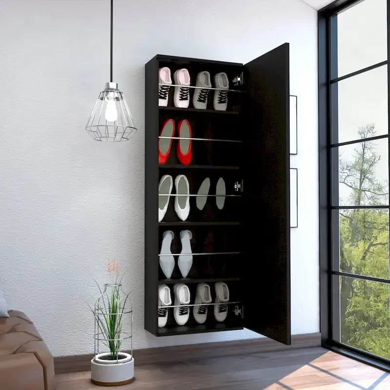 Range-chaussures mural avec miroir