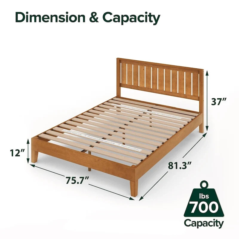Lit plateforme en pin rustique de luxe