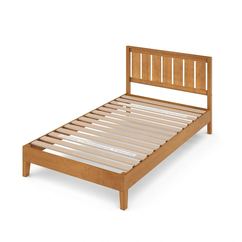 Lit plateforme en pin rustique de luxe