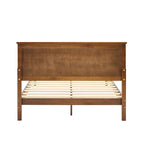 Lit plateforme en bois massif Mid-Century Modern, Cadre de lit avec tête de lit réglable en hauteur, Pas besoin de sommier tapissier