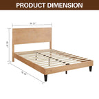 Lit plateforme en bois massif Mid-Century Modern, Cadre de lit avec tête de lit réglable en hauteur, Pas besoin de sommier tapissier