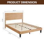 Lit plateforme en bois massif Mid-Century Modern, Cadre de lit avec tête de lit réglable en hauteur, Pas besoin de sommier tapissier