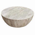 Arthur 35.5 Inch Round Mango Wood Coffee Table Subtle Grains