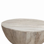 Table basse ronde en bois de manguier de 35,5 pouces avec grains subtils