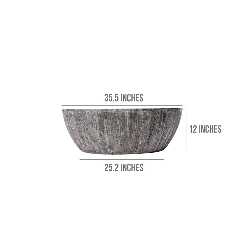 Table basse ronde en bois de manguier de 35,5 pouces avec grains subtils