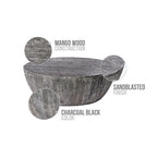 Table basse ronde en bois de manguier de 35,5 pouces avec grains subtils