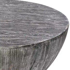 Table basse ronde en bois de manguier de 35,5 pouces avec grains subtils