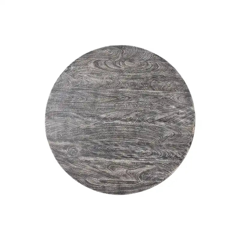 Table basse ronde en bois de manguier de 35,5 pouces avec grains subtils