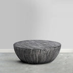 Table basse ronde en bois de manguier de 35,5 pouces avec grains subtils