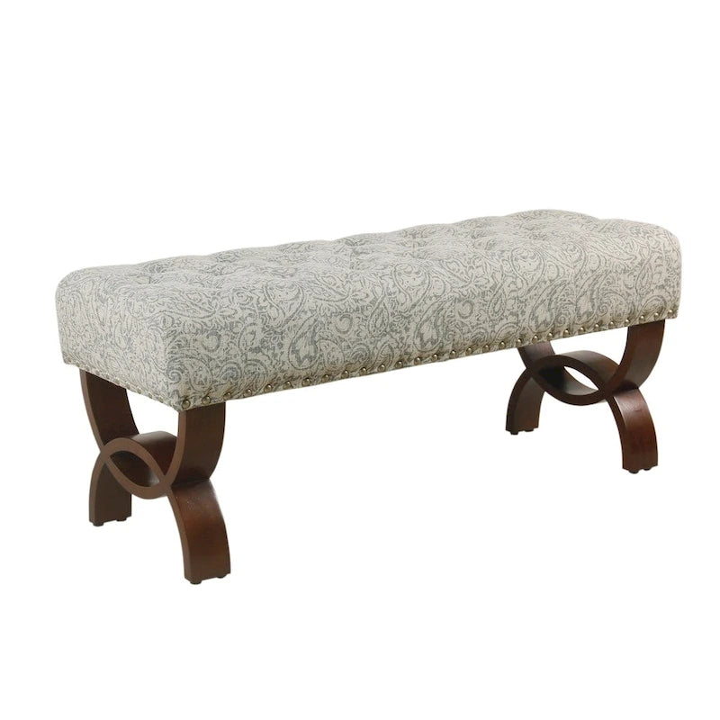 Banc capitonné avec garniture cloutée