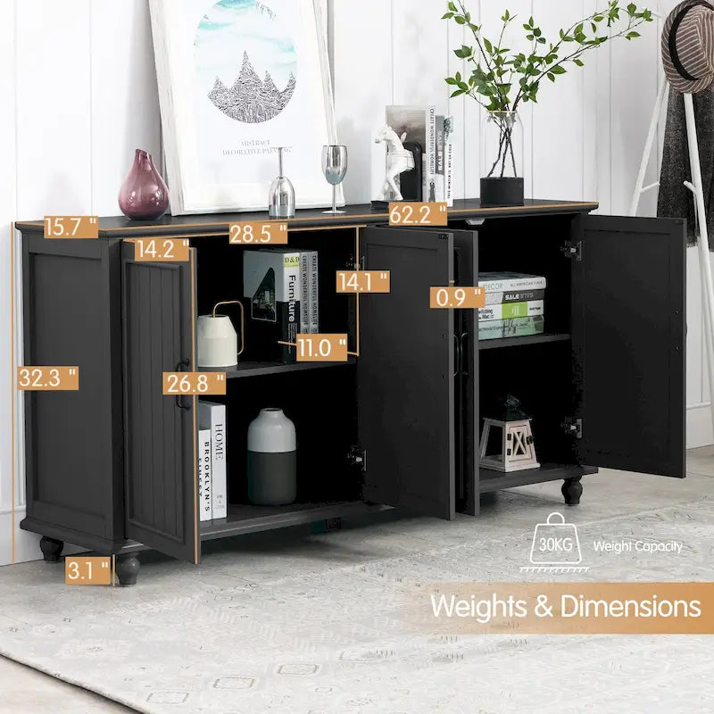 Buffet de cuisine, meuble bar à café, meuble d'appoint de rangement