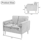 Fauteuil d'appoint moderne en velours côtelé avec accoudoirs et coussins